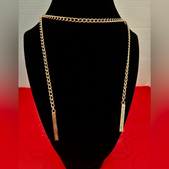 MICHAEL KORS GOLD TONE WRAP CHAIN WITH TWO BARS EMBOSSED MICHAEL KORS 42”LONG - Picture 5 of 10
